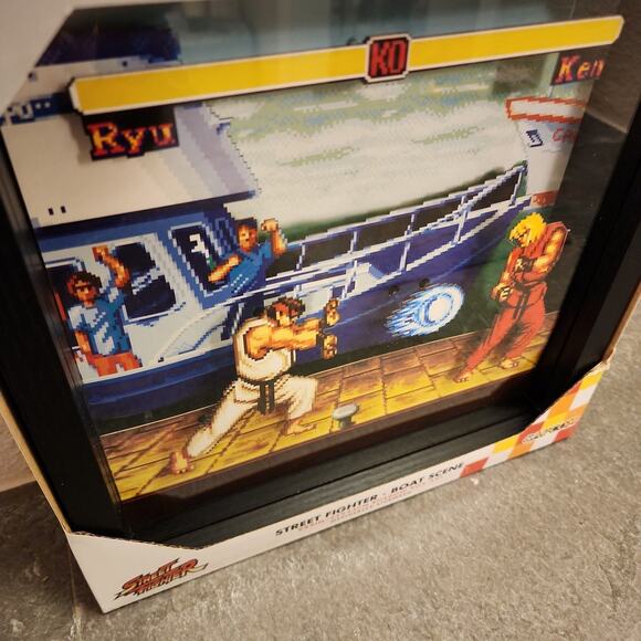 Pixel Frames - Street Fighter II, Boat Scene (NEW) 9" x 9" Framed Shadow Box Art - Picture 3 of 6